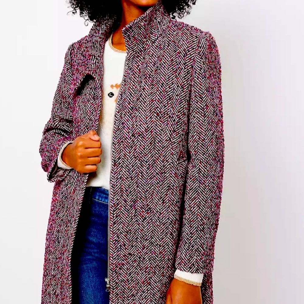 Loft herringbone Funnel Neck Jacket